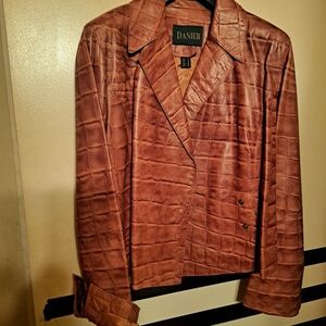 Danier Women's Croc-Embossed Leather Jacket in Tan